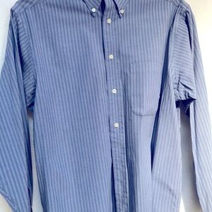 Mens Med long sleeve blue stripe button down shirt